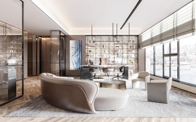 现代经理办公室办公台3D模型下载